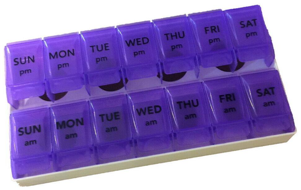 

Apex 7- Day Push to Open Pill Organizer AM PM With Tray Purple