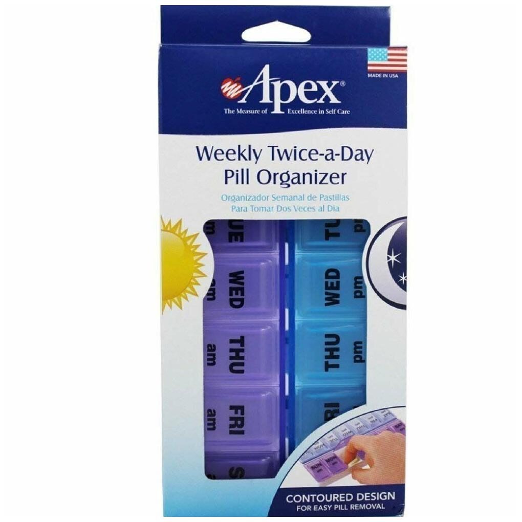 

Apex Twice-A-Day Weekly Pill Organizer 1 ea (Pack of 4)