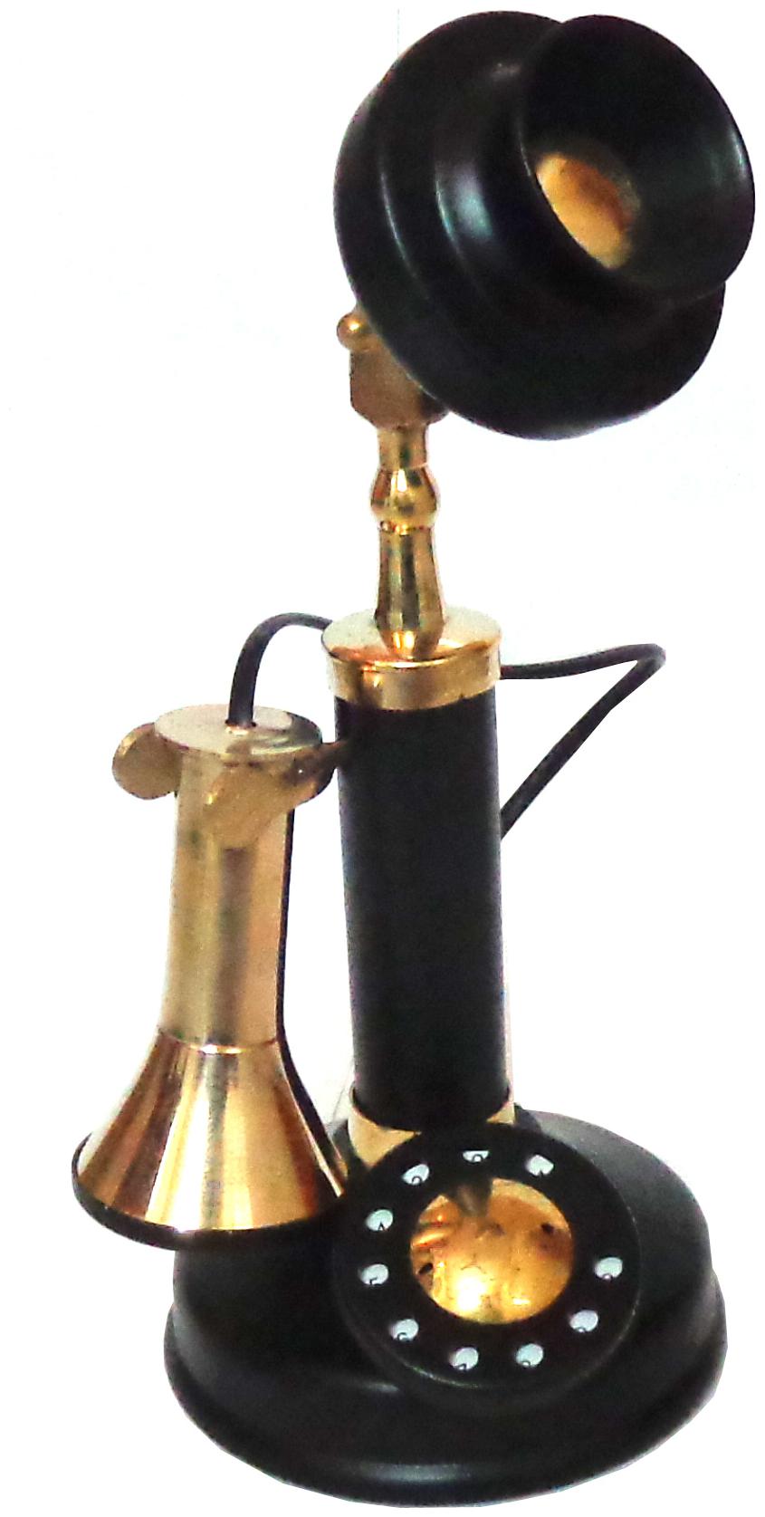 

APS Craft Brass Iron Mini Nonworking Telephone in Black Finish