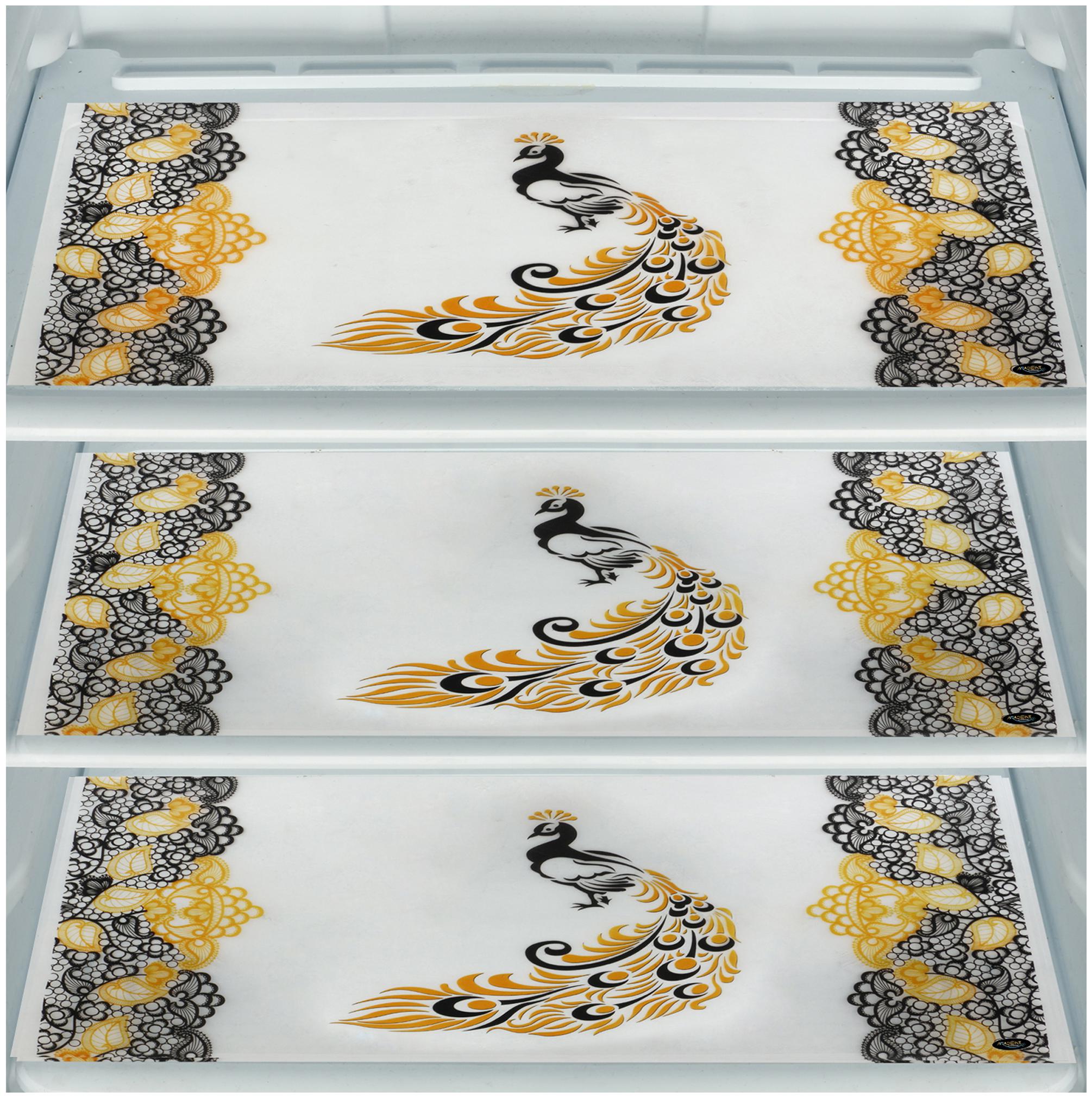 

ARADENT Multipurpose Refrigerator Mats Set of 3 Pcs for Single Door Fridge (Size 12X17 Inches Color Golden)