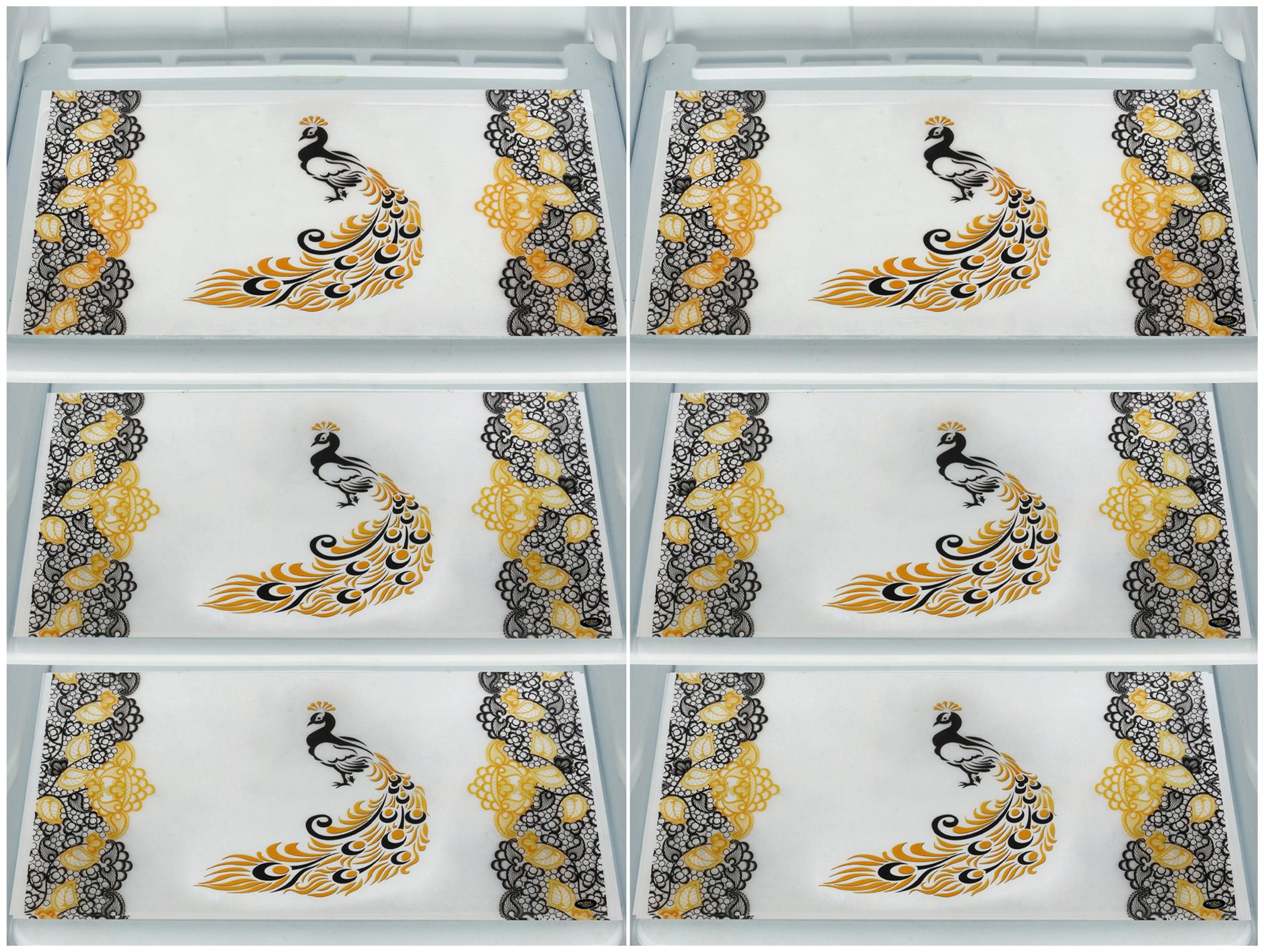 

ARADENT Multipurpose Refrigerator Mats Set of 6 Pcs for Single Door Fridge (Size 12X17 Inches Color Golden)