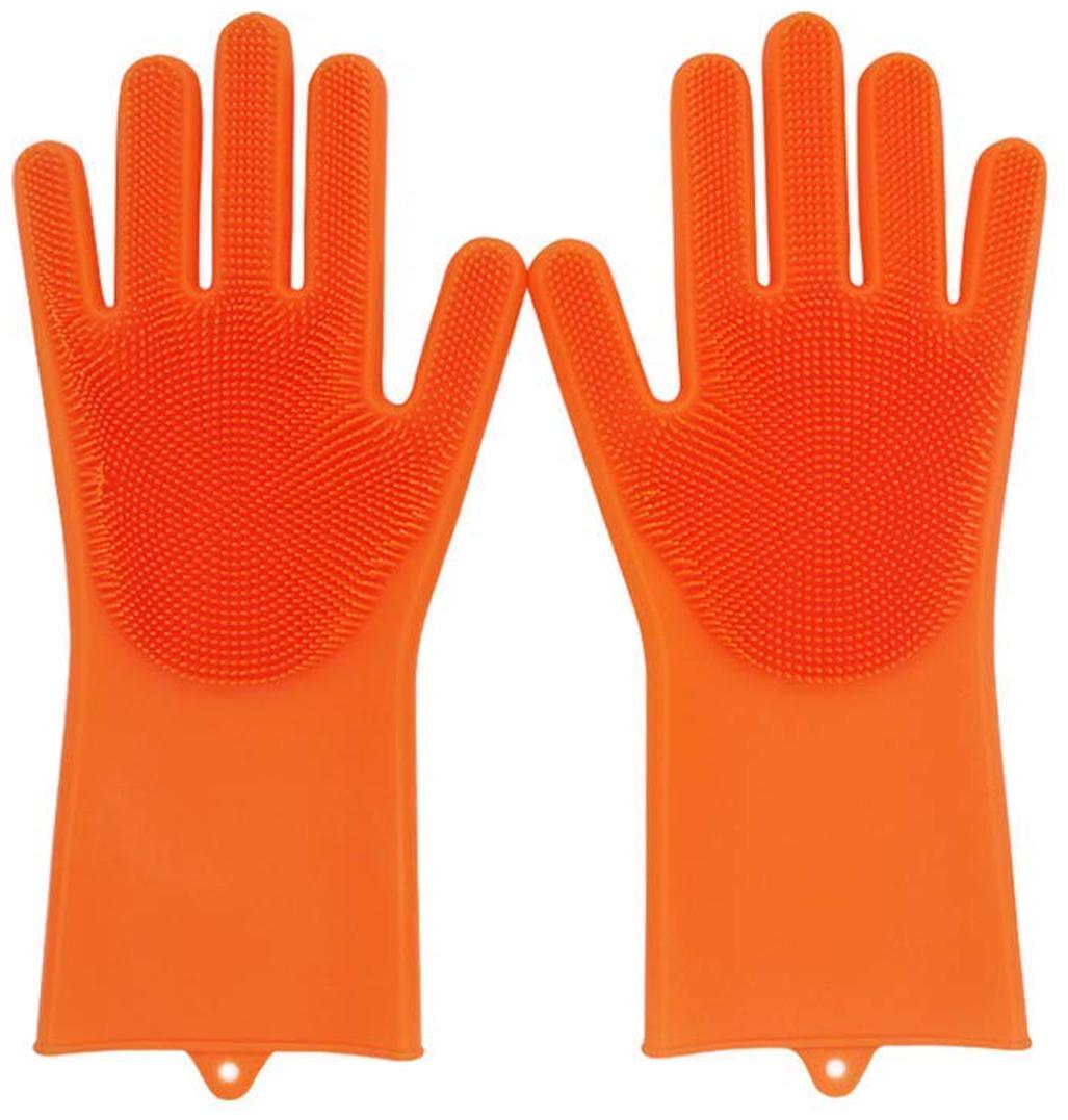 

Aramedos Silicon Non-Slip Hand Gloves for Kitchen Utensils Bath and pet Hair Care - Reusable Heat Resistance and Water Proof
