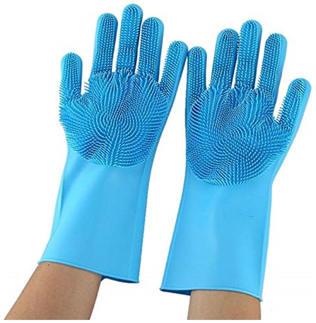 

Aramedos Silicon Non-Slip Hand Gloves for Kitchen Utensils Bath and pet Hair Care - Reusable Heat Resistance and Water Proof