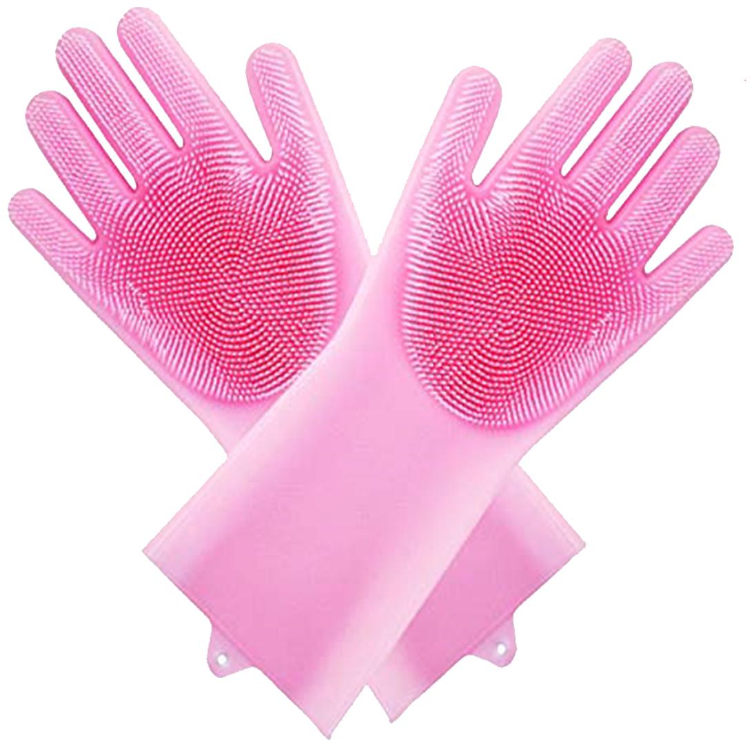 

Aramedos Silicon Non-Slip Hand Gloves for Kitchen Utensils Bath and pet Hair Care - Reusable Heat Resistance and Water Proof
