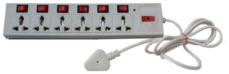 

ARBANO Three Pin White Extension Board ( 2 m 6 Socket 6 Switches)