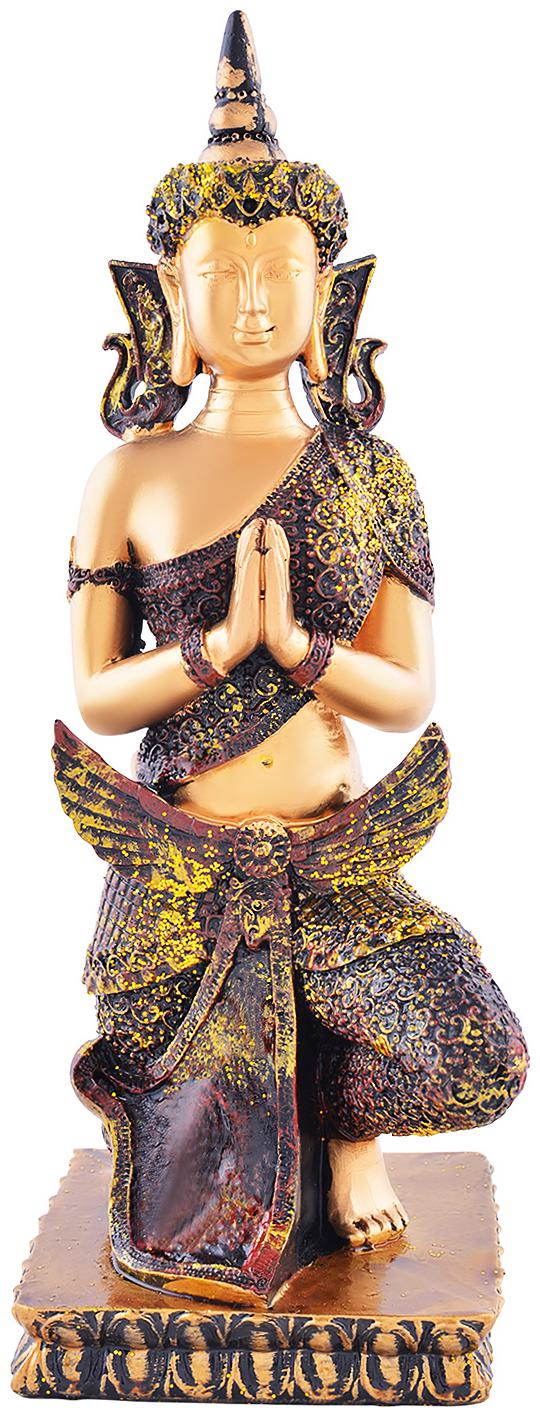 

Archies Buddha Statue In Namaskara Mudra Showpiece For Home Decor With Sequins On Traditional Dress Multicolor Polyresin Material (23 7X8 5Cm )