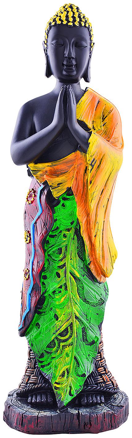 

Archies Standing Buddha Statue In Namaskara Mudra Aesthetic Decors Multicolor Polyresin Material (29 5X9Cm )