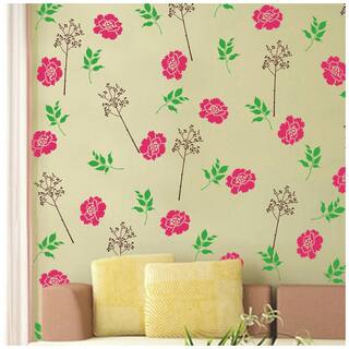 Buy Arhat Asr E447 Floral Pattern Glossy Pvc Wall Stencils Online