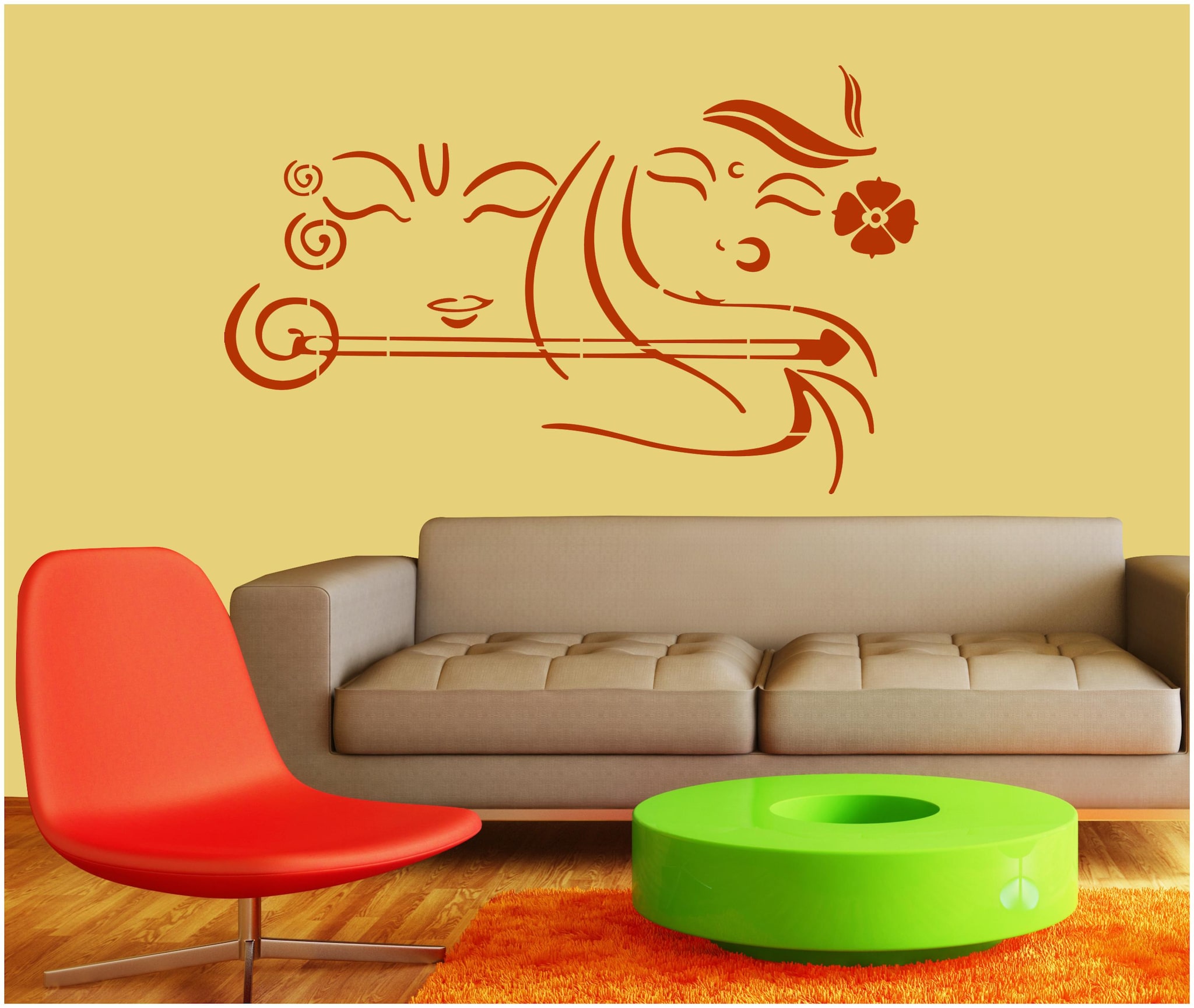 

Arhat Asr-E400 Spiritual Lord Shri Krishna Pattern Wall Stencils