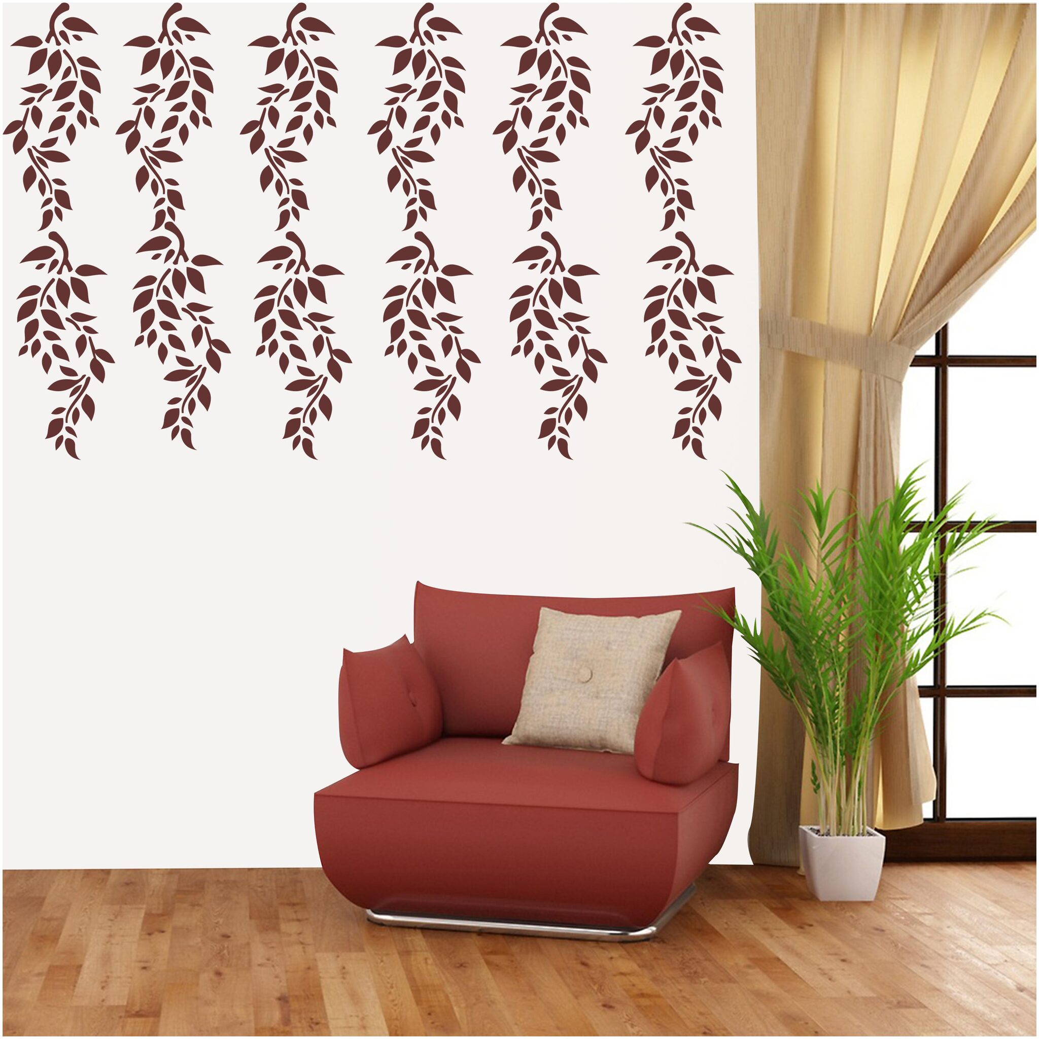 

Arhat Asr-E516 Damask Pattern Glossy Pvc Wall Stencils