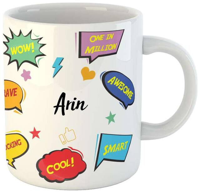 Arin Name Printed Ceramic Coffee Mug. Best Gift For Birthday by AshvahTM