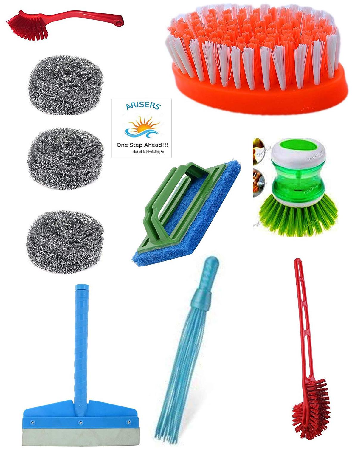 

Arisers Combo Of 10 Brushes wiper scrub Broom toilet brush