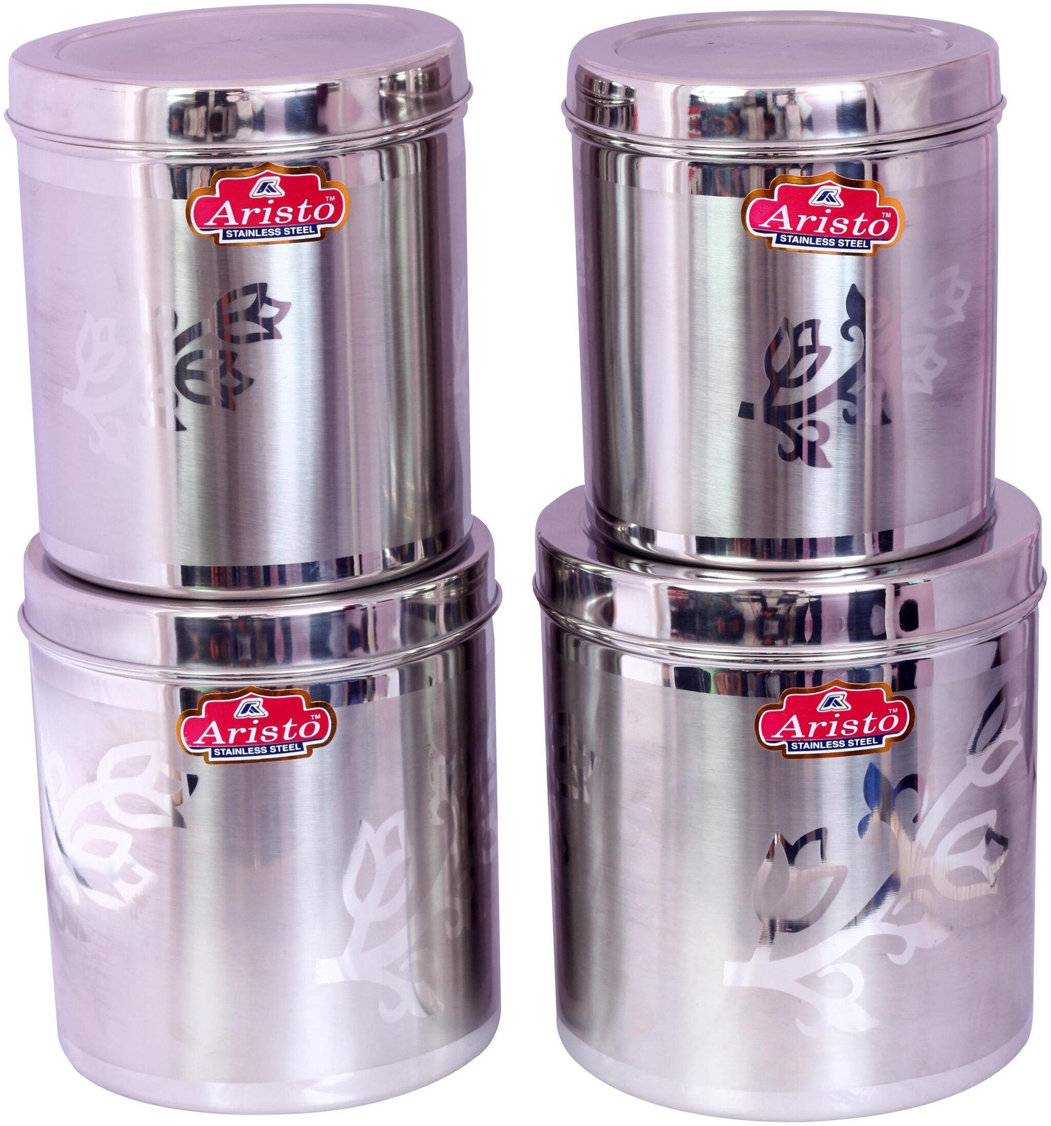 

Aristo 22400 ml Silver Stainless steel Container Set - Set of 4