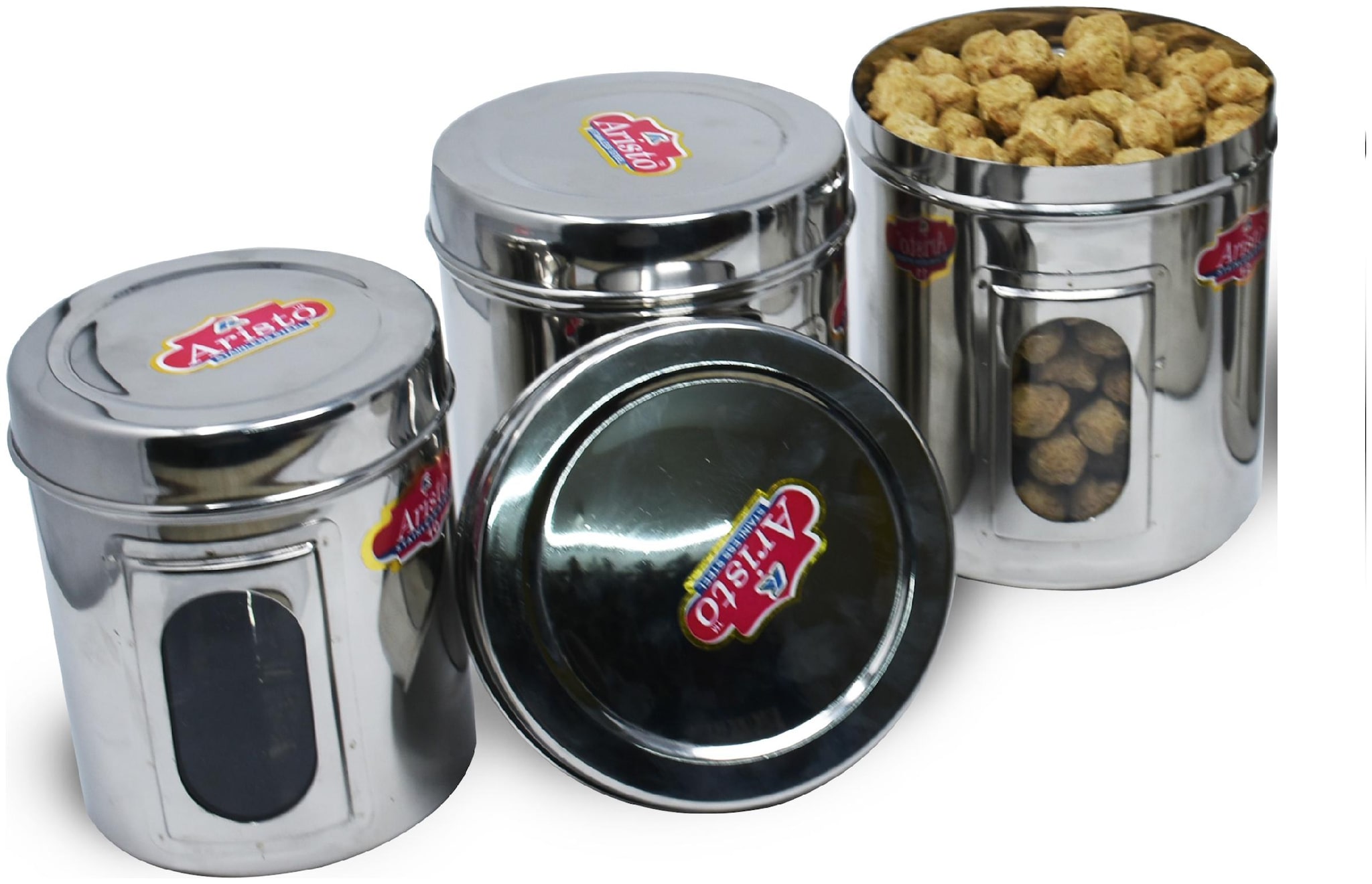 

Aristo 650 ml Silver Stainless steel Container Set - Set of 3