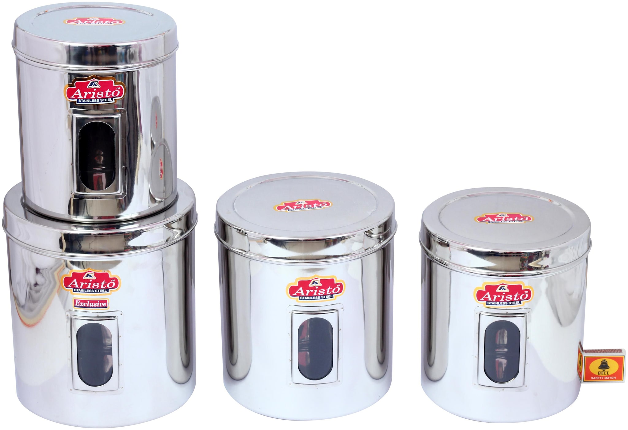 

Aristo 19450 ml Silver Stainless steel Container Set - Set of 4