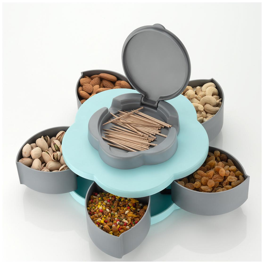 

Arni Compartments Flower Candy Box Serving Rotating Tray Plastic Spice Storage