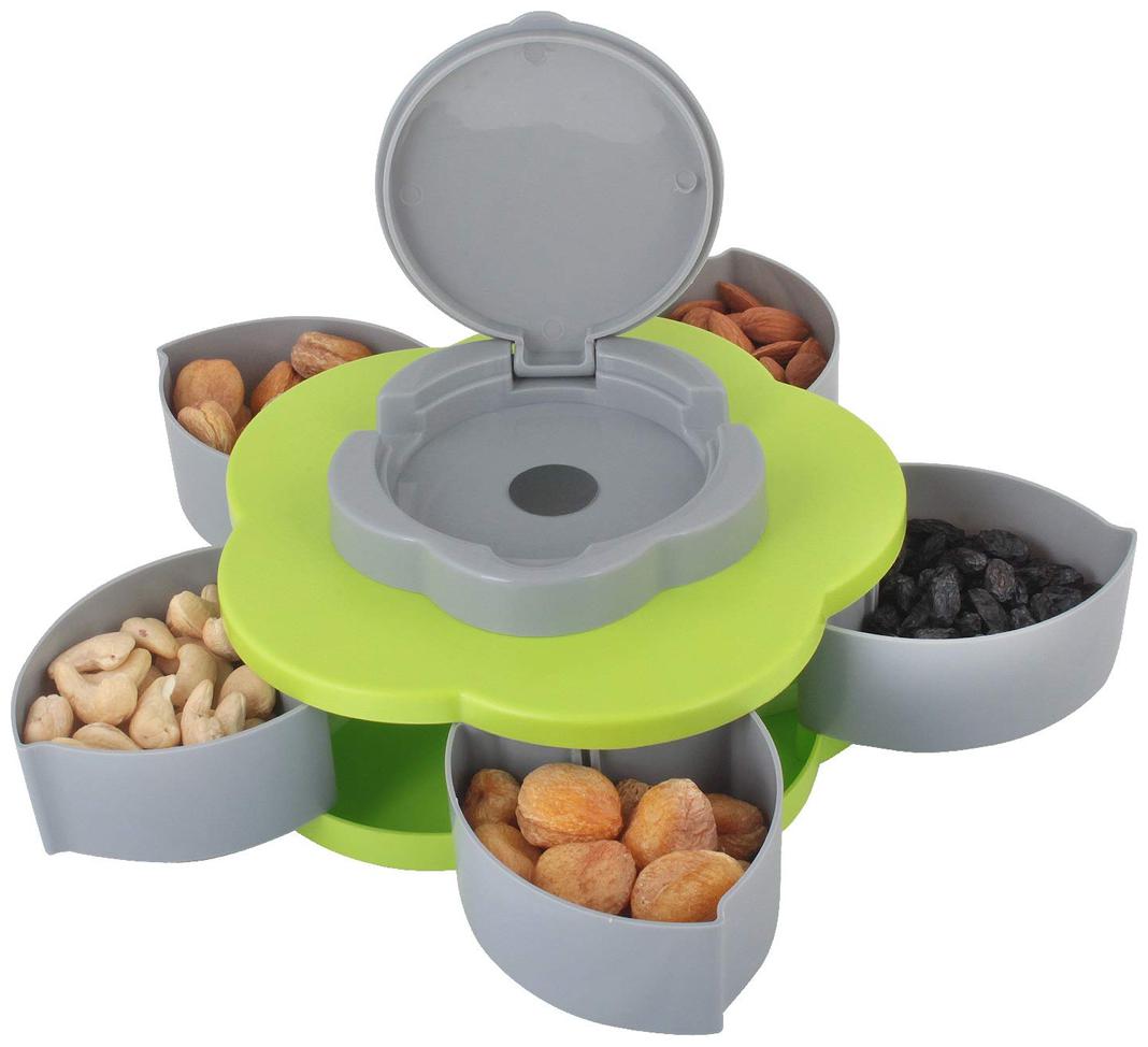 

Arni Compartments Flower Candy Box Serving Rotating Tray Plastic Spice Storage