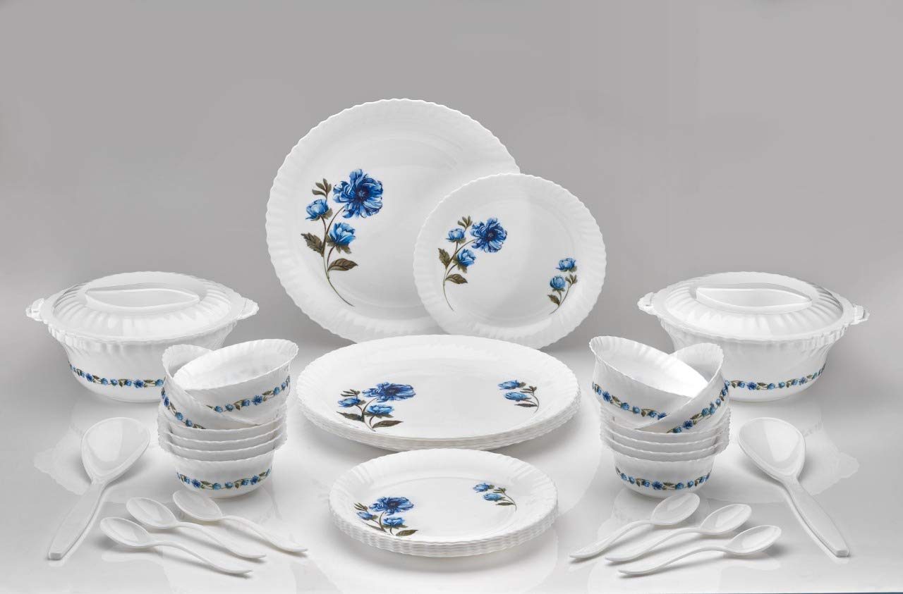 

Arni Plastic Exclusive and Microwave Safe Plastic Floral Round Dinner Set of 38