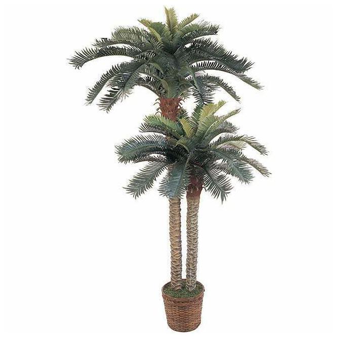 

Artificial Double Potted Sago Palm Tree Green