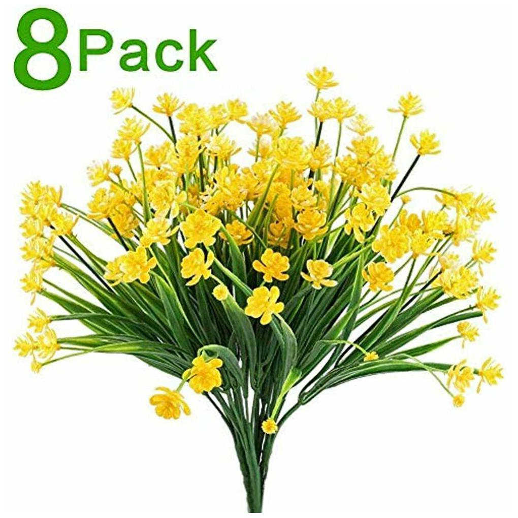 

Artificial Fake Flowers 8 Bundles Outdoor UV Resistant Greenery Shrubs Plants