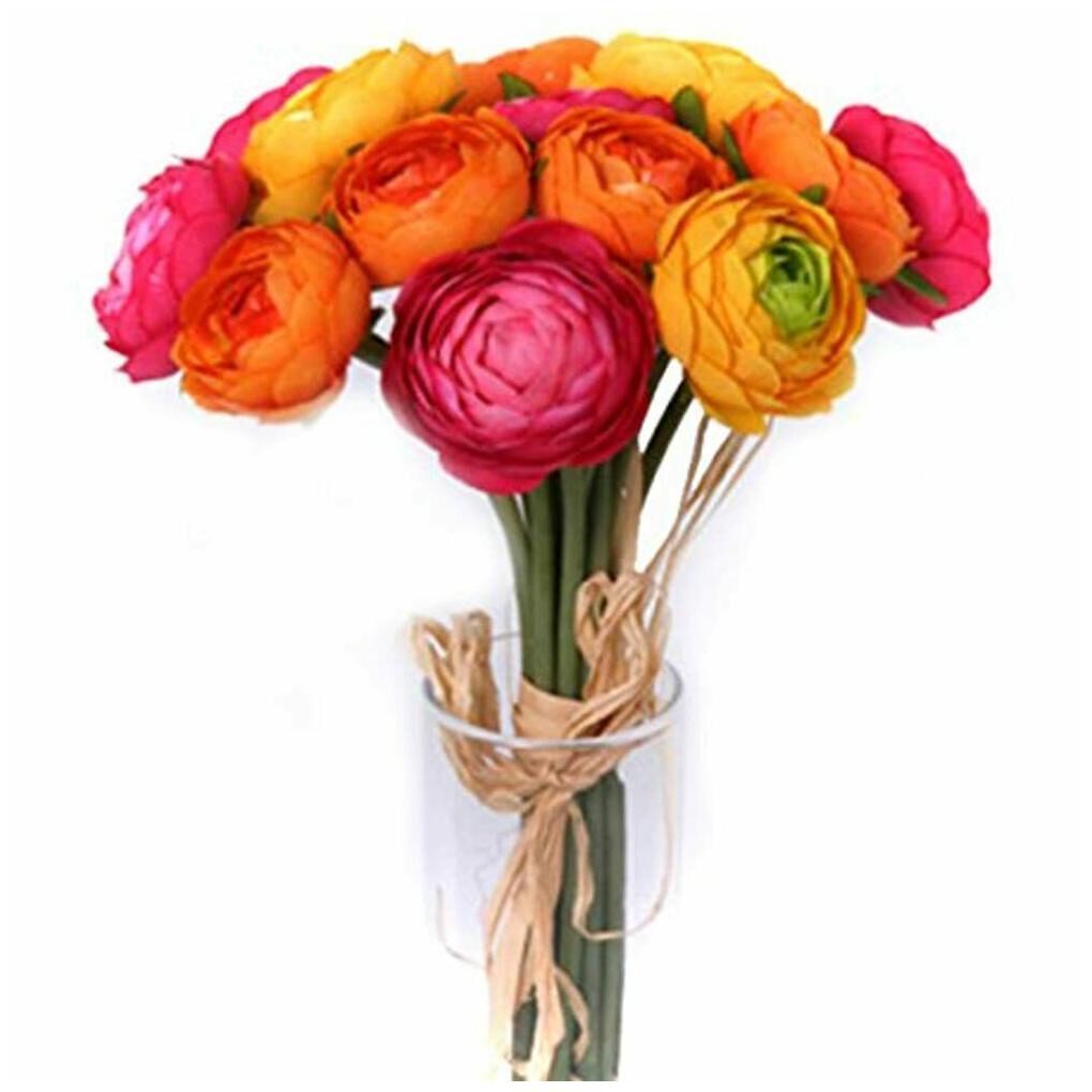 

Artificial Mini Ranunculus Bundle 14 X 1 5 Inch Head Diameter Orange Yellow And