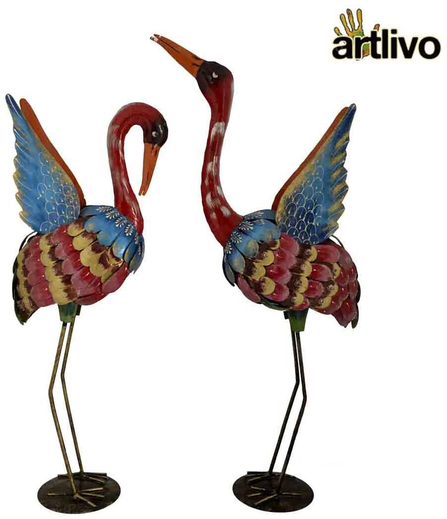 

Artlivo POPART Multicolor Iron Crane Bird Statue Table Decor Decorative Handicraft Diwali Special Staute Animal Figurine