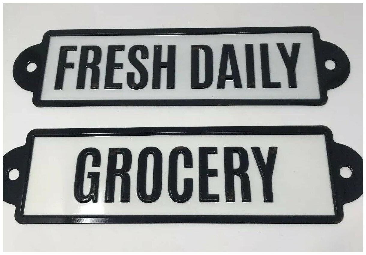 

Ashland Fresh Daily Grocery Tin Sign Black and White 5 25 x 20 Wall Decor