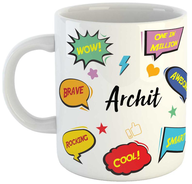 

Ashvah Archit Name Printed Ceramic Coffee Mug Best Gift For Birthday by AshvahTM