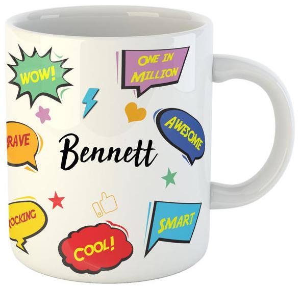 Ashvah Bennett Name Ceramic Coffee Mug for Birthday Gift for Kids;Friends;Brother