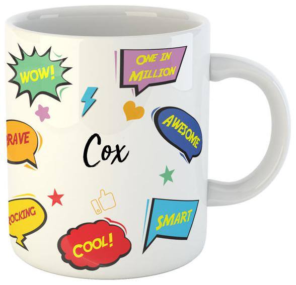Ashvah Cox Name Ceramic Coffee Mug for Birthday Gift for Kids;Friends;Brother