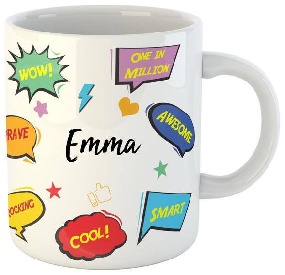 Ashvah Emma Name Ceramic Coffee Mug for Birthday Gift for Kids;Friends;Brother