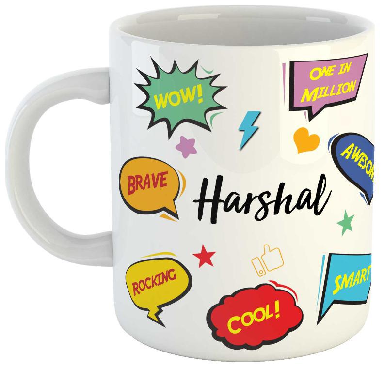 

Ashvah Harshal Name Printed Ceramic Coffee Mug Best Gift For Birthday by AshvahTM