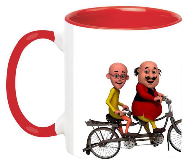 

Ashvah Motu Patlu Cartoon Ceramic Mug - Motu Patlu Black Mug by Ashvah -Mug-1690-Red