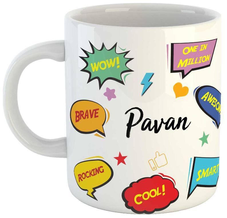 

Ashvah Pavan Name Printed Ceramic Coffee Mug Best Gift For Birthday by AshvahTM