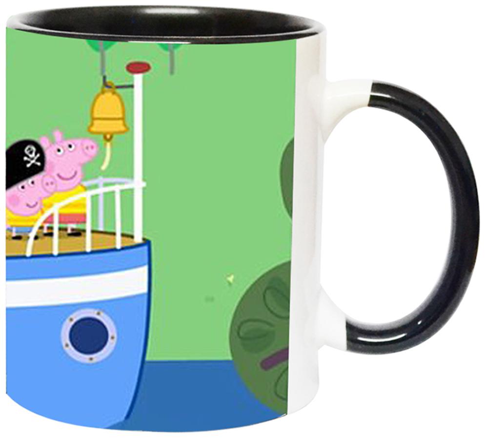 

Ashvah Peppa Pig Cartoon Coffee Mug for Friends Birthday Gifts for Kids Return Gifts Mug-2341-BLK