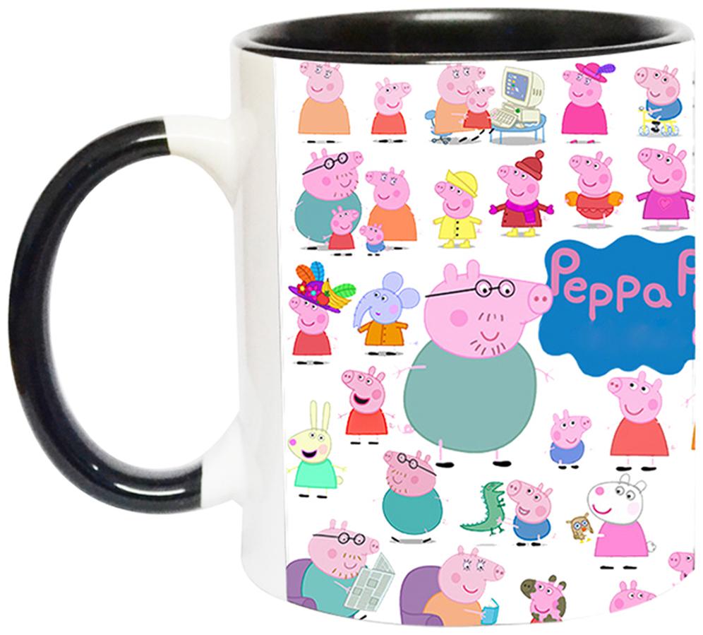

Ashvah Peppa Pig Cartoon Coffee Mug for Friends Birthday Gifts for Kids Return Gifts Mug-2339-BLK