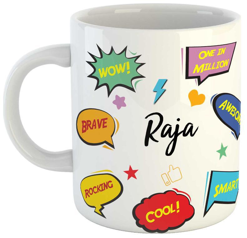 

Ashvah Raja Name Printed Ceramic Coffee Mug Best Gift For Birthday by AshvahTM
