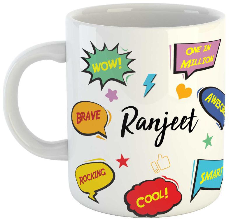 

Ashvah Ranjeet Name Printed Ceramic Coffee Mug Best Gift For Birthday by AshvahTM