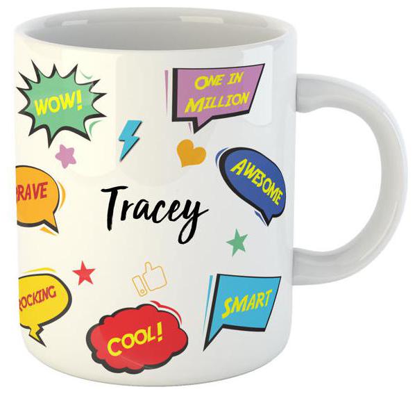 

Ashvah Tracey Name Ceramic Coffee Mug for Birthday Gift for Kids Friends Brother
