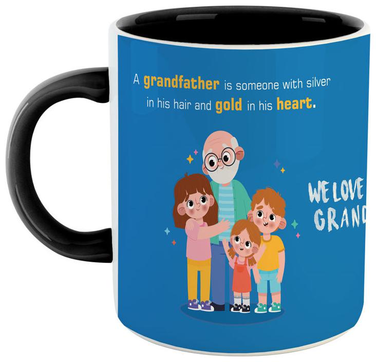

Ashvah We Love Grandpa Ceramic Coffee Mug Best Gift for Grandfather Birthday Grand Parents Day Black White Color