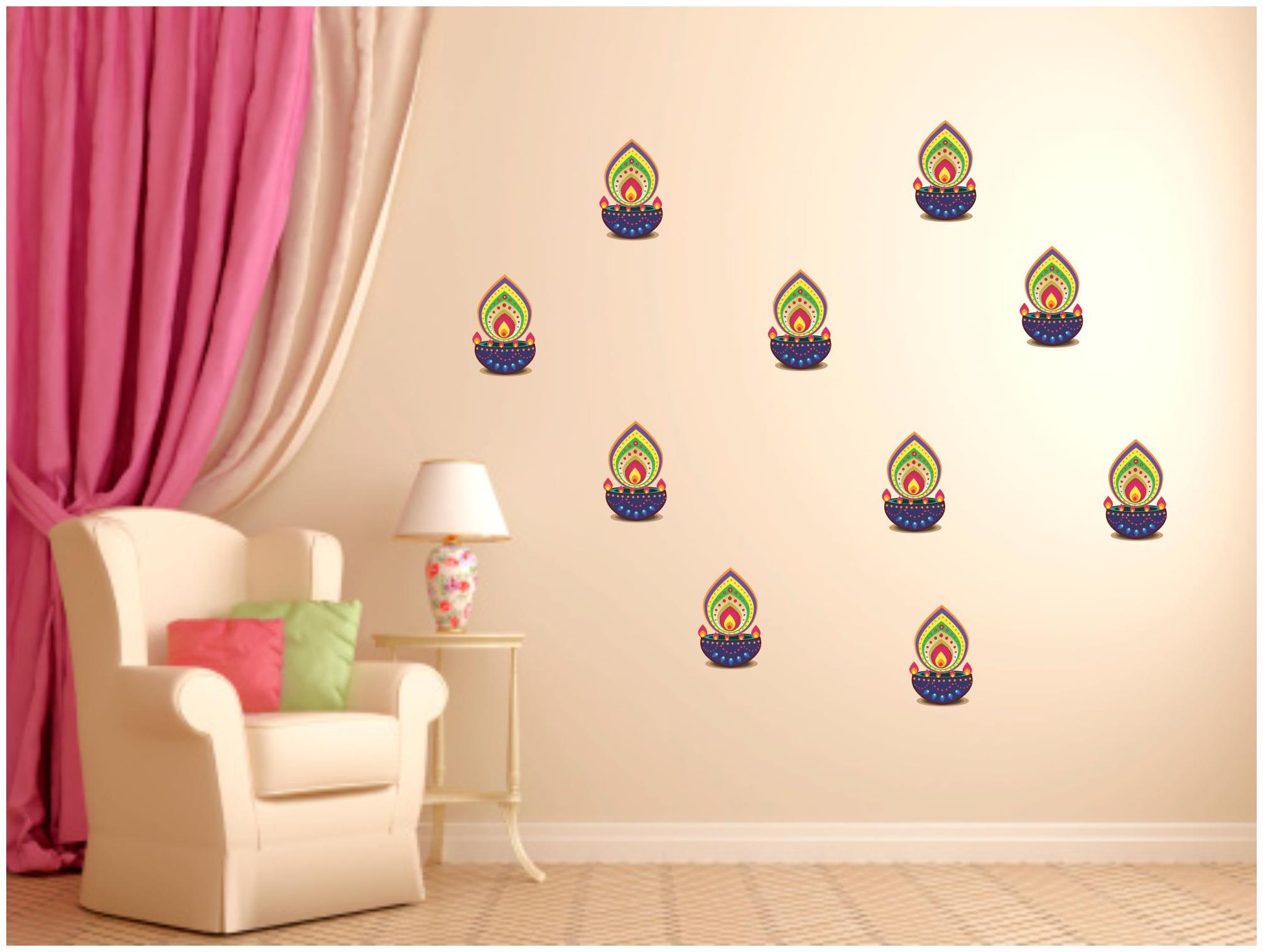 

Asmi Collections Wall Stickers Set of 10 pcs Beautiful Diyas
