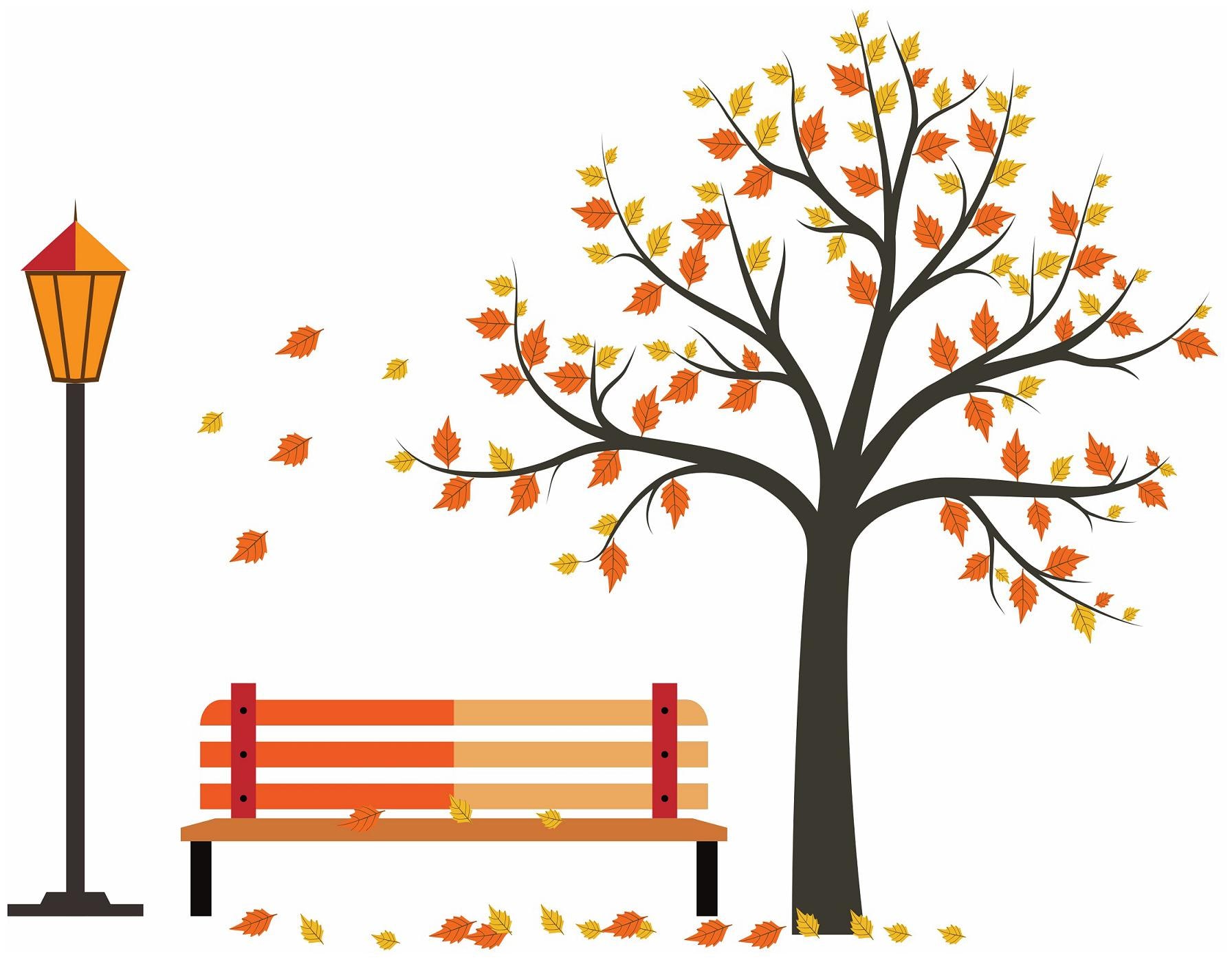 

Asmi Collections Wall Stickers Autumn Tree Lamp Post