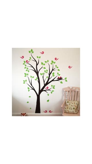 Asmi collections wall stickers beautiful tree pink birds and nest Asmi collections wall stickers beautiful tree pink birds and nest