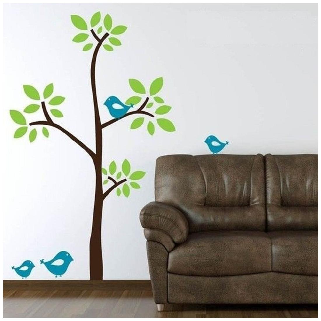 

Asmi Collections Wall Stickers Green Tree Blue Birds