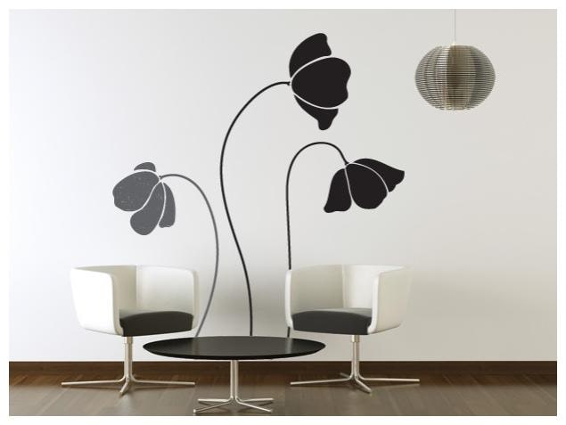 

Asmi Collections Pvc Wall Stickers Beautiful Big Black Flowers