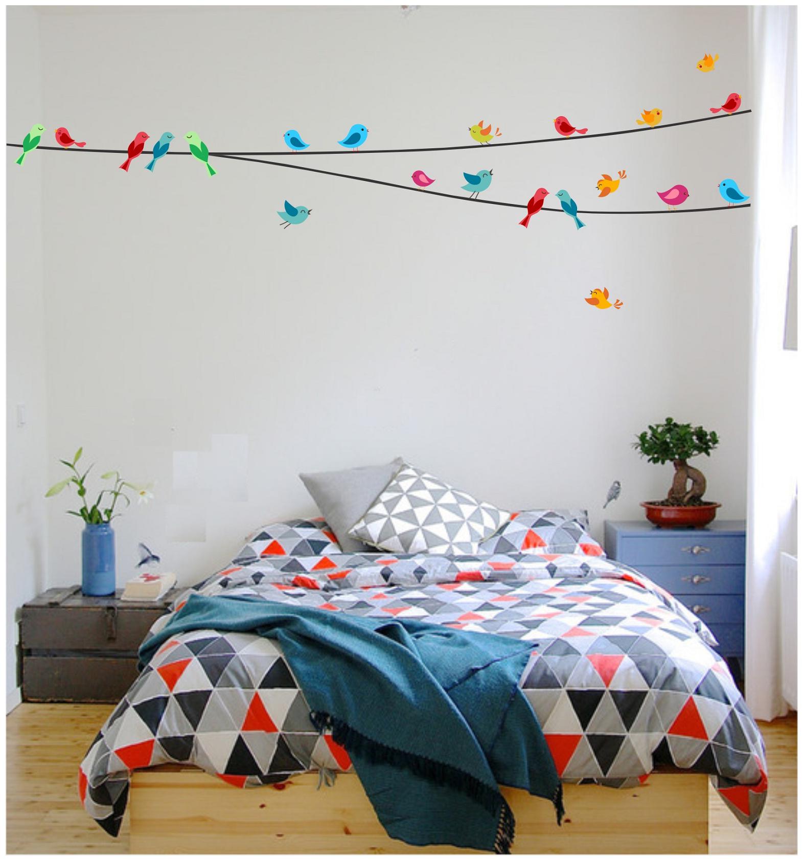 

Asmi collection Wall Stickers Beautiful Colorful Birds On A String