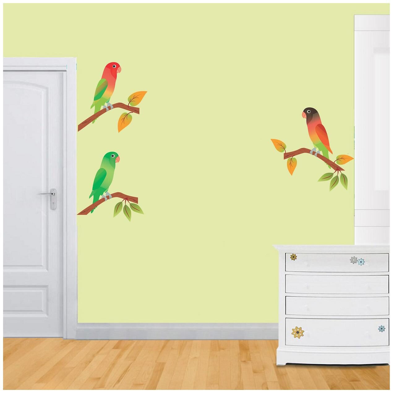 

Asmi Collections Wall Stickers Beautiful Parrots on Tree Branches