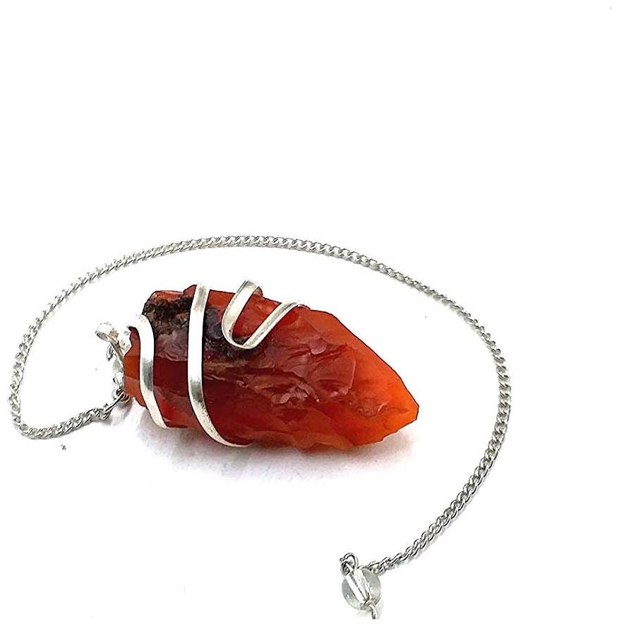 

Astrocrystals9 Carnelian Rough Shaped Wire Wrapped Crystal Pendulum Dowser