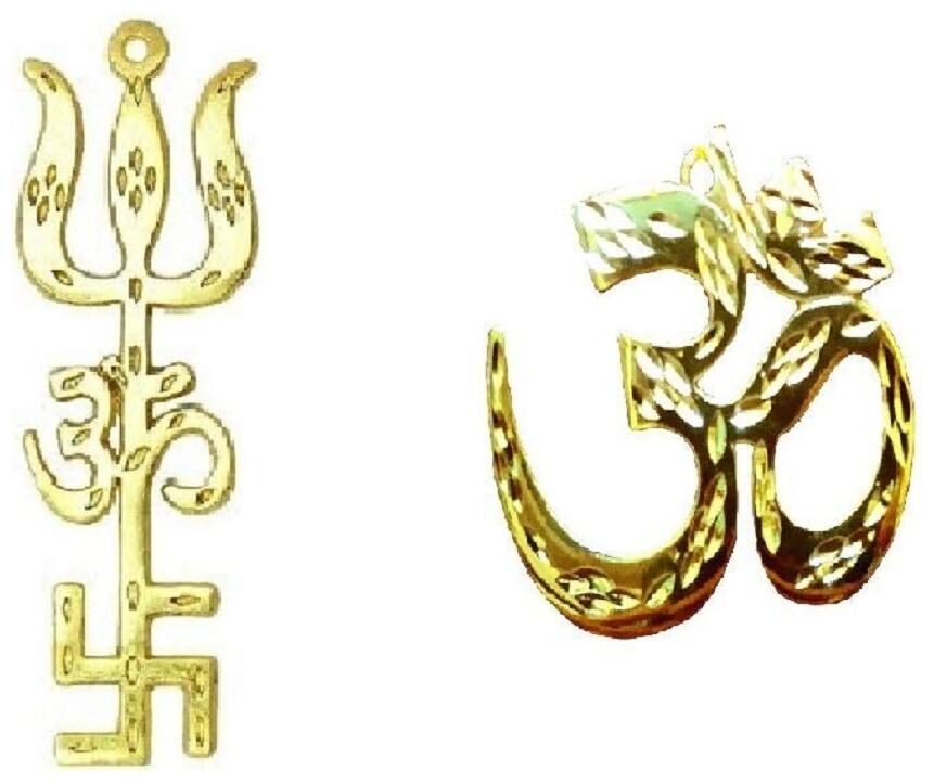 

Astrocrystals9 Brass Small Om And Tri Shakti Urja Symbols Set