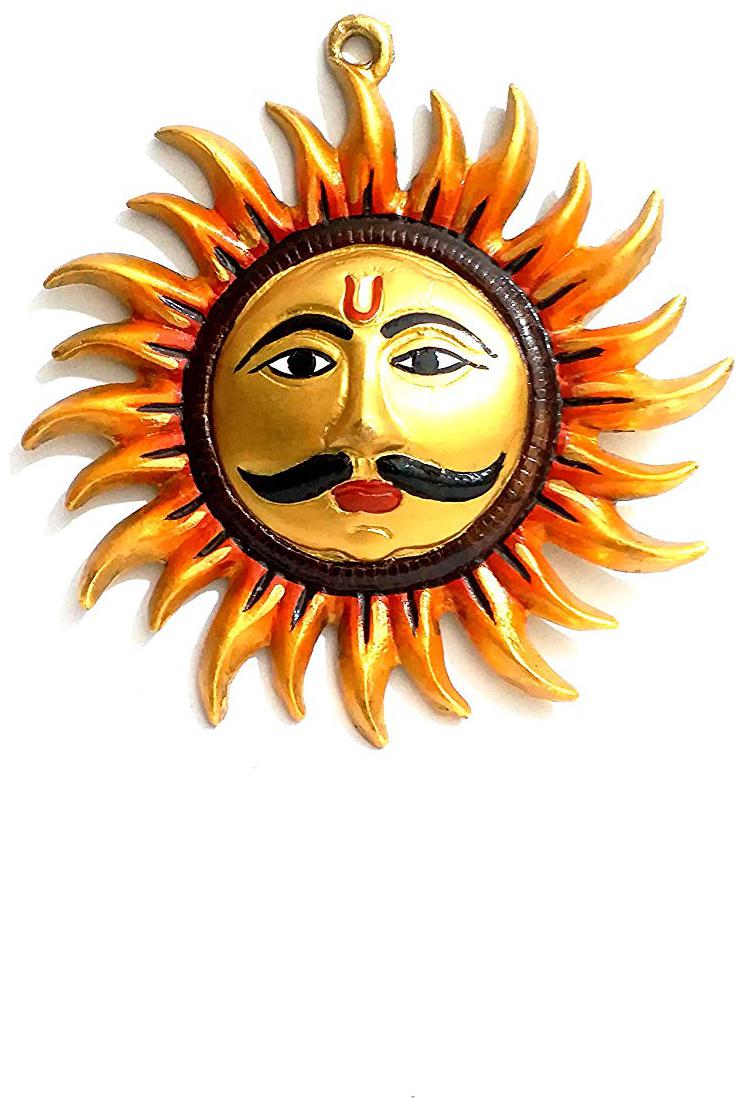 

Astrocrystals9 Metal Auspicious Sun God Wall Hanging Surya Hanging God Sun Statue